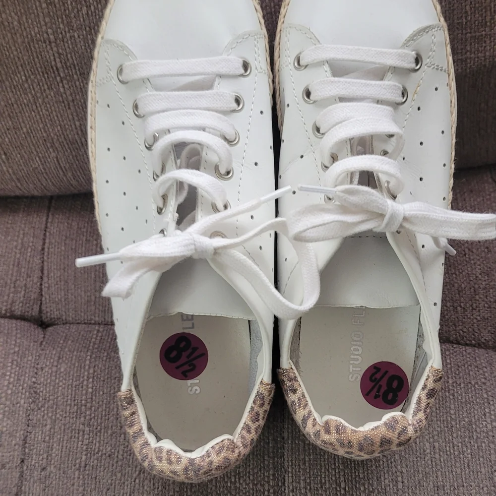 Women's White and Tan Espadrille Sneakers - Picture 4 of 5
